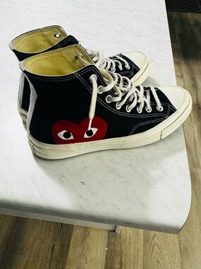 Converse PLAY Black and Cream High Top Sneaker (Heart Logo)